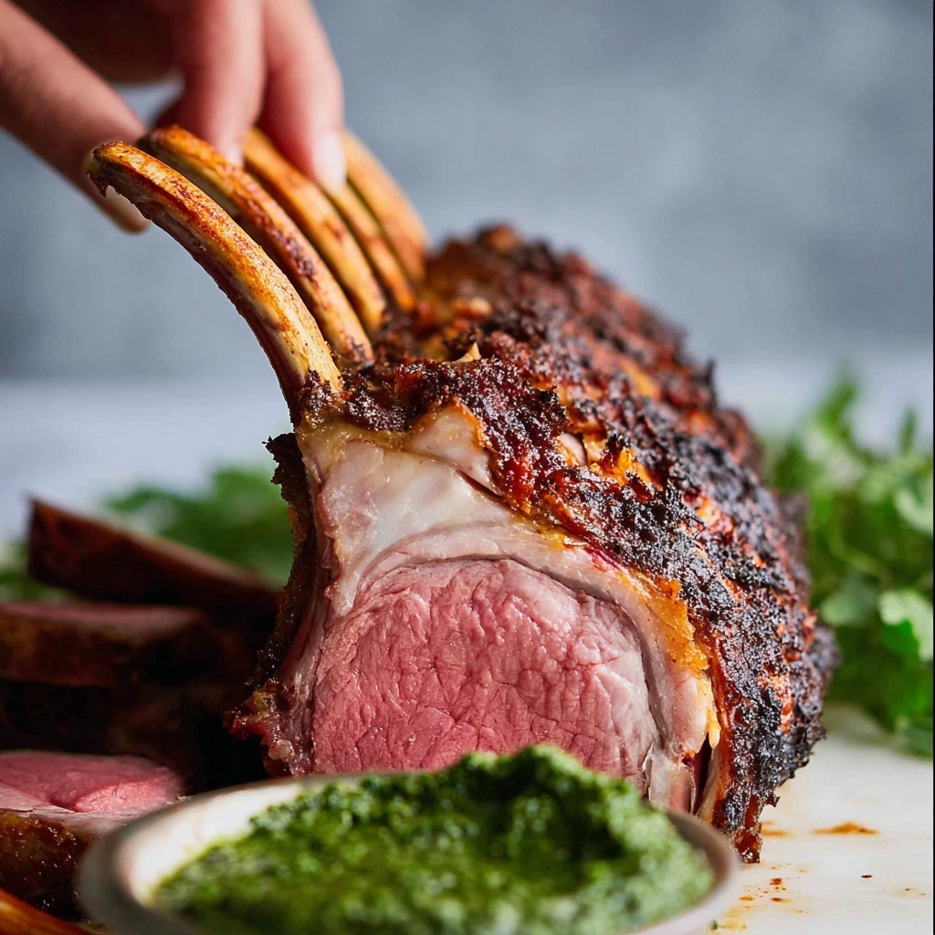 Rack of Lamb with Rosemary Garlic Marinade and Salsa Verde Recipe - Recipe Image