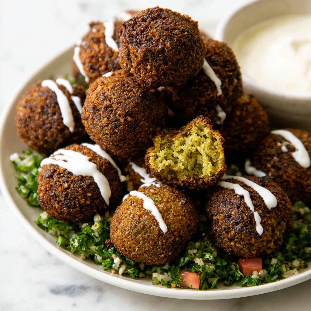Creamy Lemon Tahini Falafel with Pita, Tabbouleh, and Hummus Recipe - Recipe Image