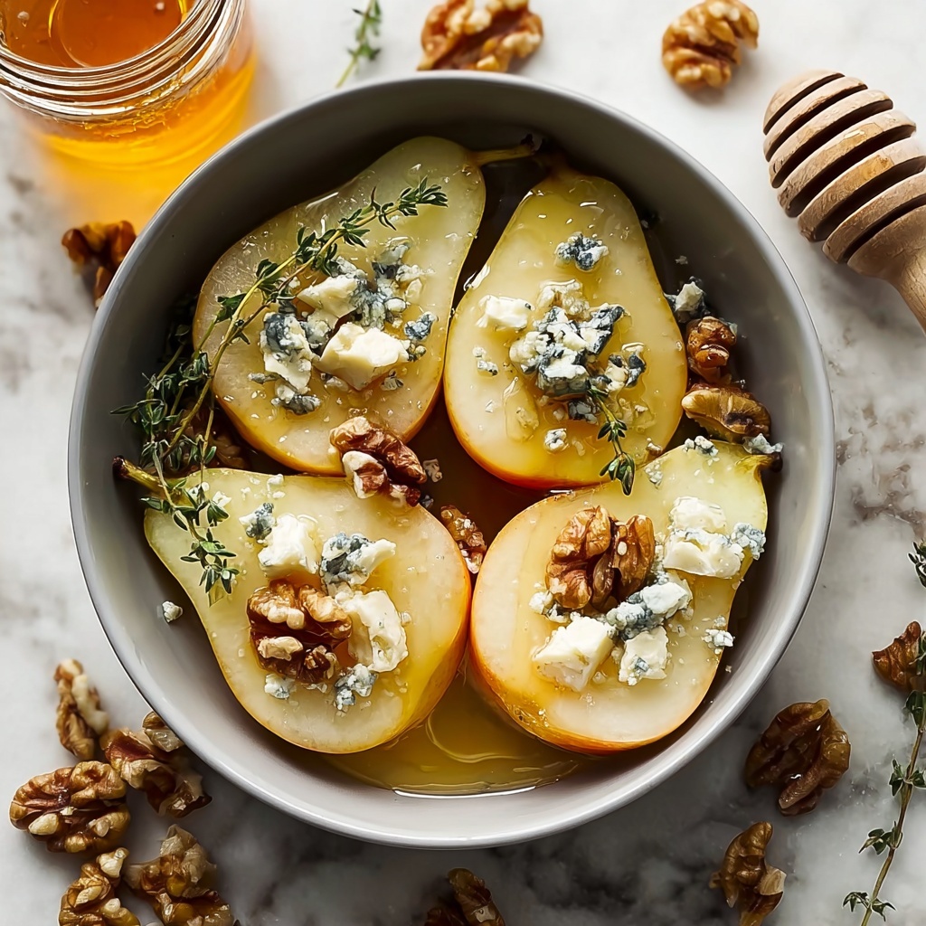 Roasted Pears with Blue Cheese, Walnuts, and Honey Recipe - Recipe Image