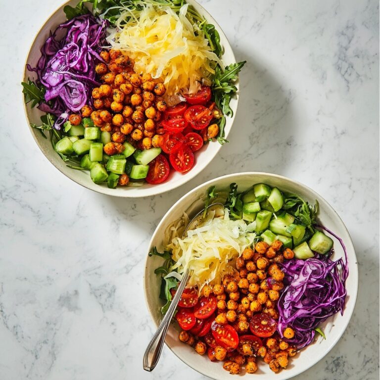 Chickpea Power Bowl with Crispy Spiced Chickpeas and Fresh Vegetables Recipe