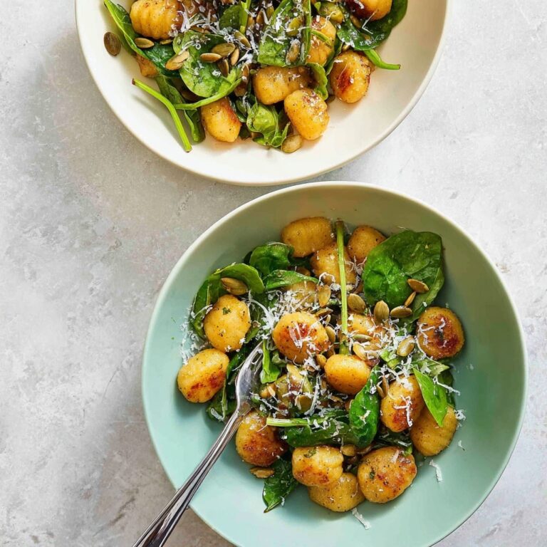 Cauliflower Gnocchi with Pesto, Spinach, and Nuts Recipe