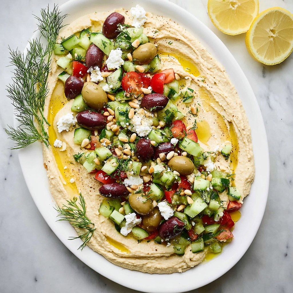 Loaded Hummus with Fresh Veggies, Feta, and Pine Nuts Recipe - Recipe Image