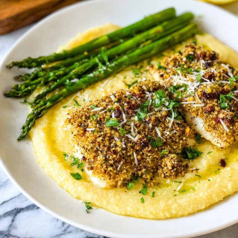 Almond-Crusted Honey Dijon Tilapia with Creamy Polenta Recipe