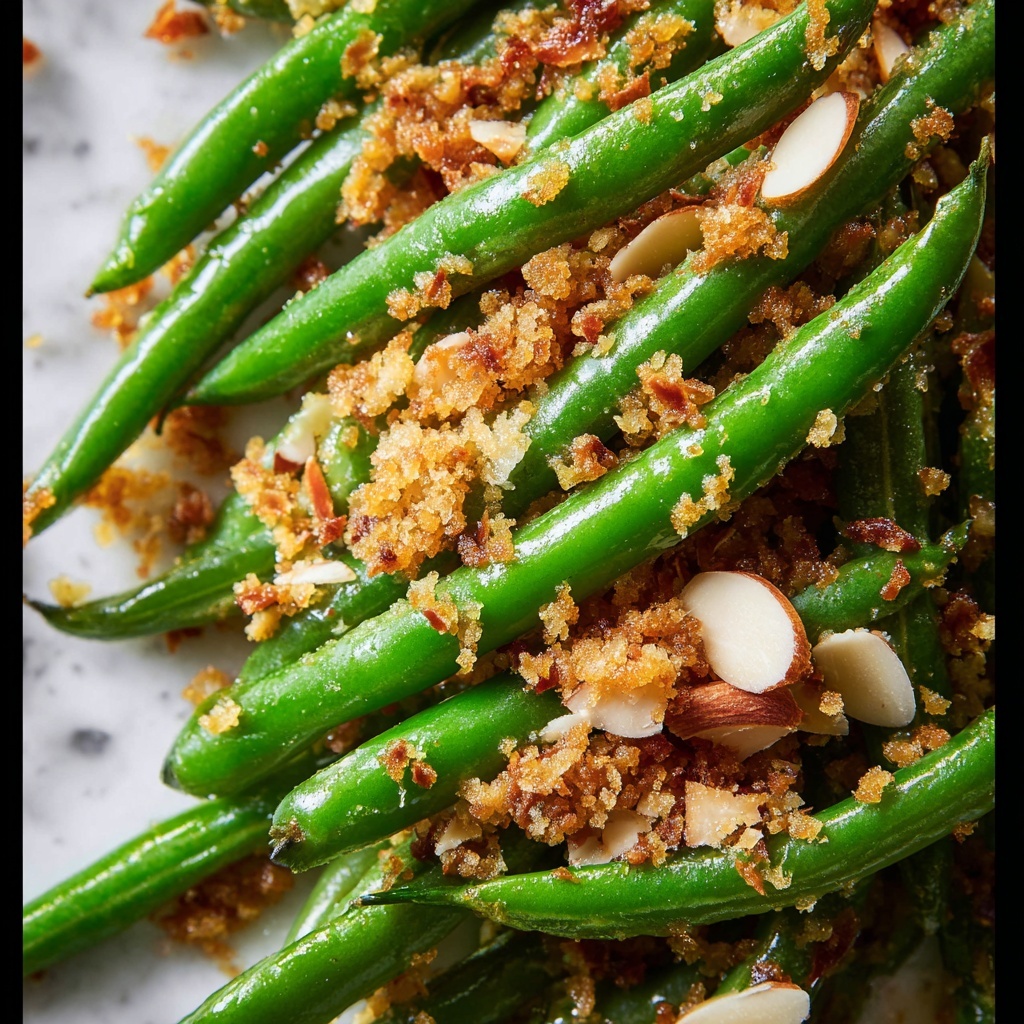 Make-Ahead Green Beans with Garlic Bread Crumbs and Almonds Recipe - Recipe Image