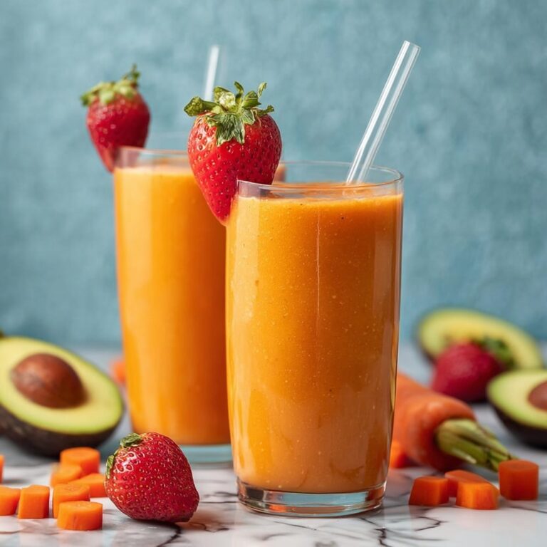 Tropical Coconut Water Smoothie with Avocado, Carrots, and Berries Recipe