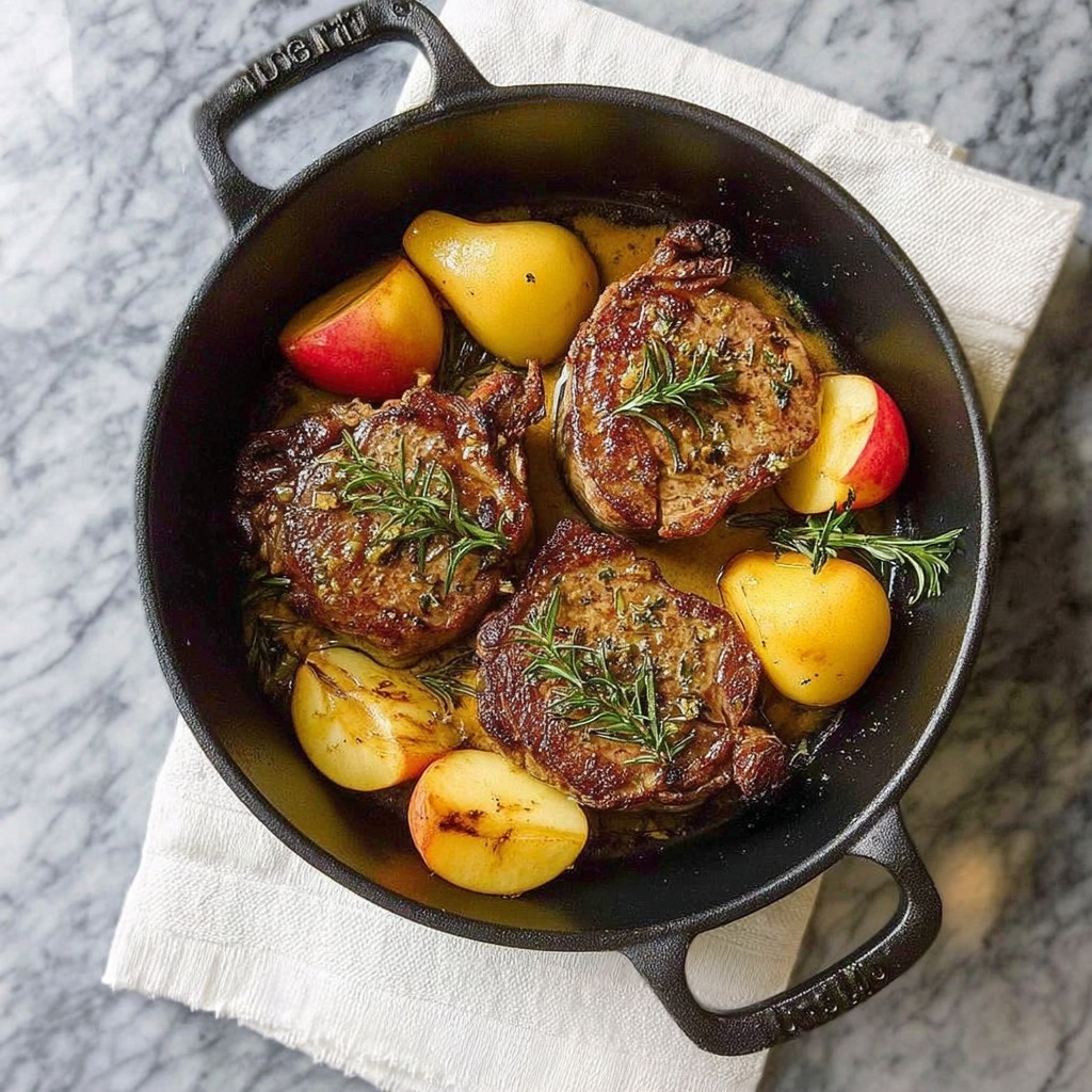 Herb Crusted Honey Bourbon Pear Pork Chops Recipe - Recipe Image