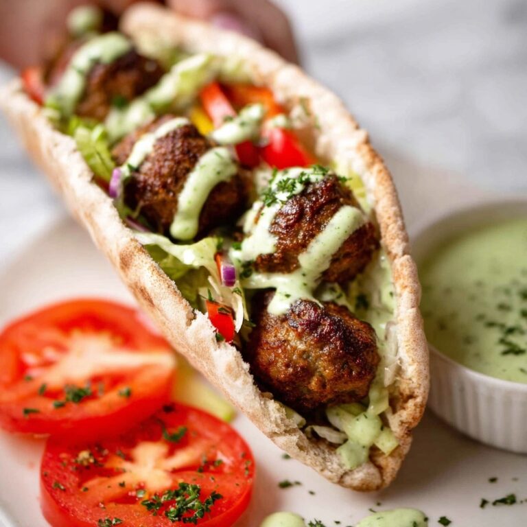 Moroccan Lamb Meatballs in Pita with Mint Yogurt Sauce Recipe
