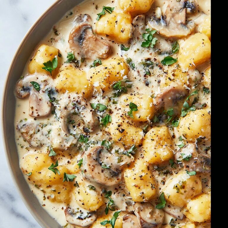 Easy Ricotta Gnocchi with Creamy Mushroom Sauce Recipe