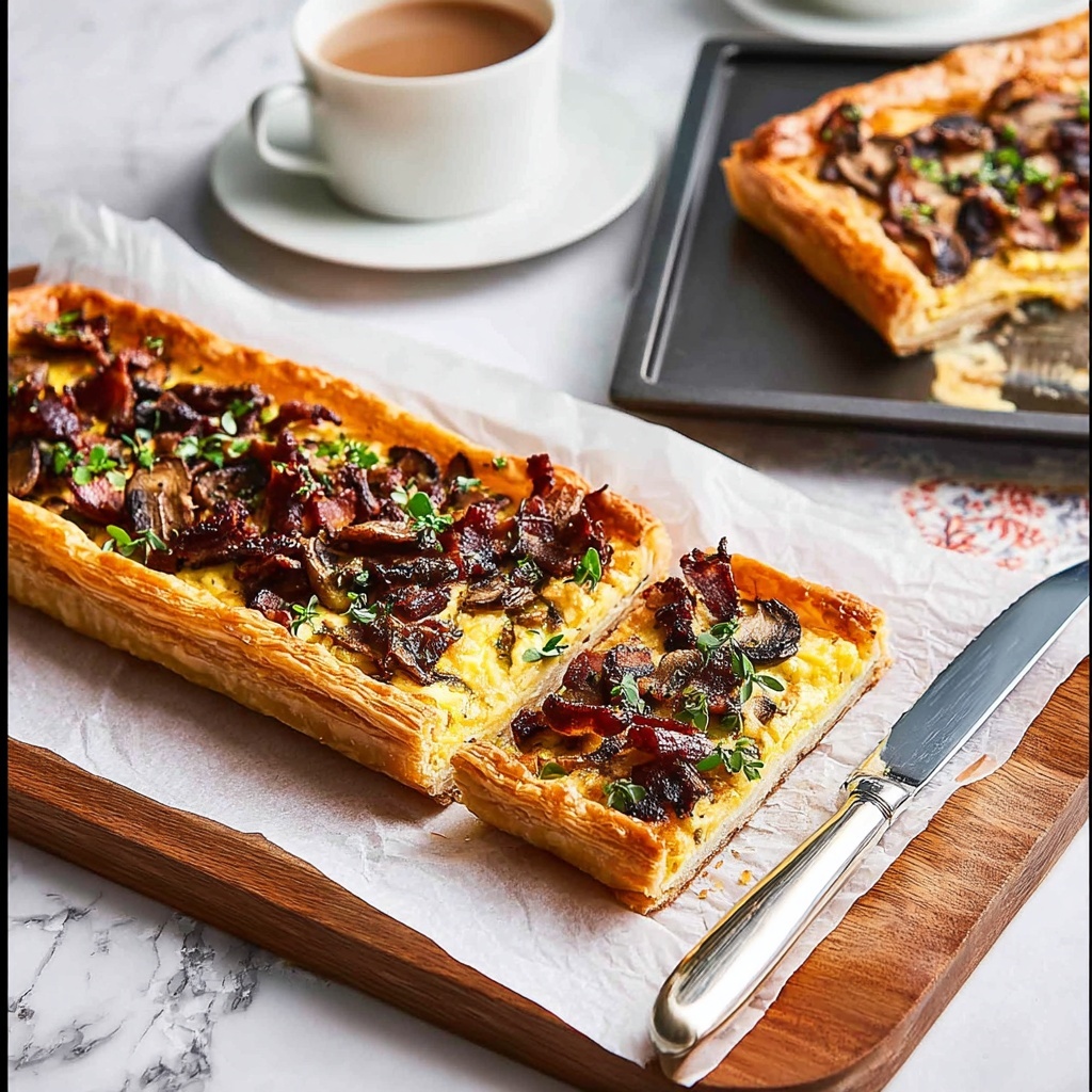 Bacon, Egg and Mushroom Tart (Puff Pastry) Recipe - Recipe Image