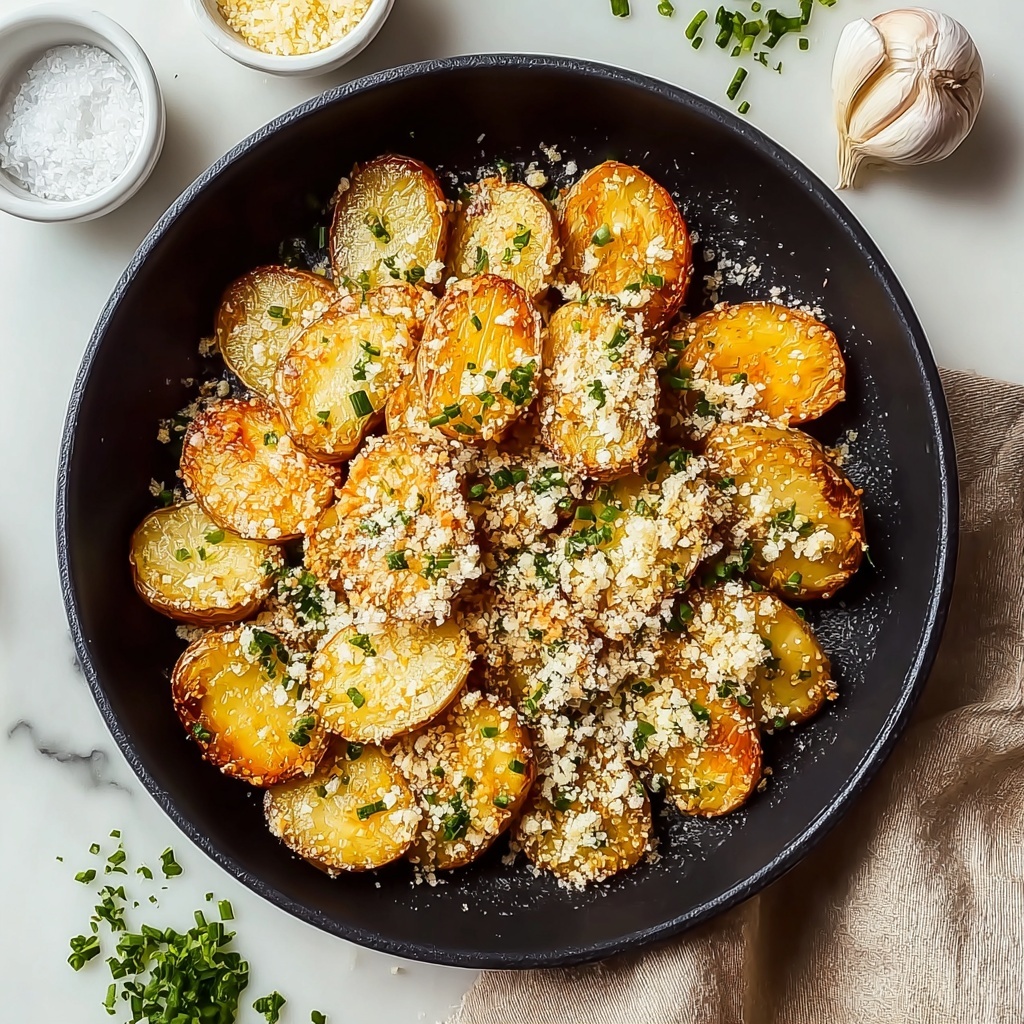 Crispy Garlic Parmesan Crusted Potatoes Recipe - Recipe Image
