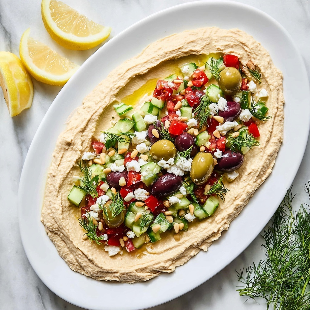 Loaded Hummus with Fresh Veggies, Feta, and Pine Nuts Recipe - Recipe Image