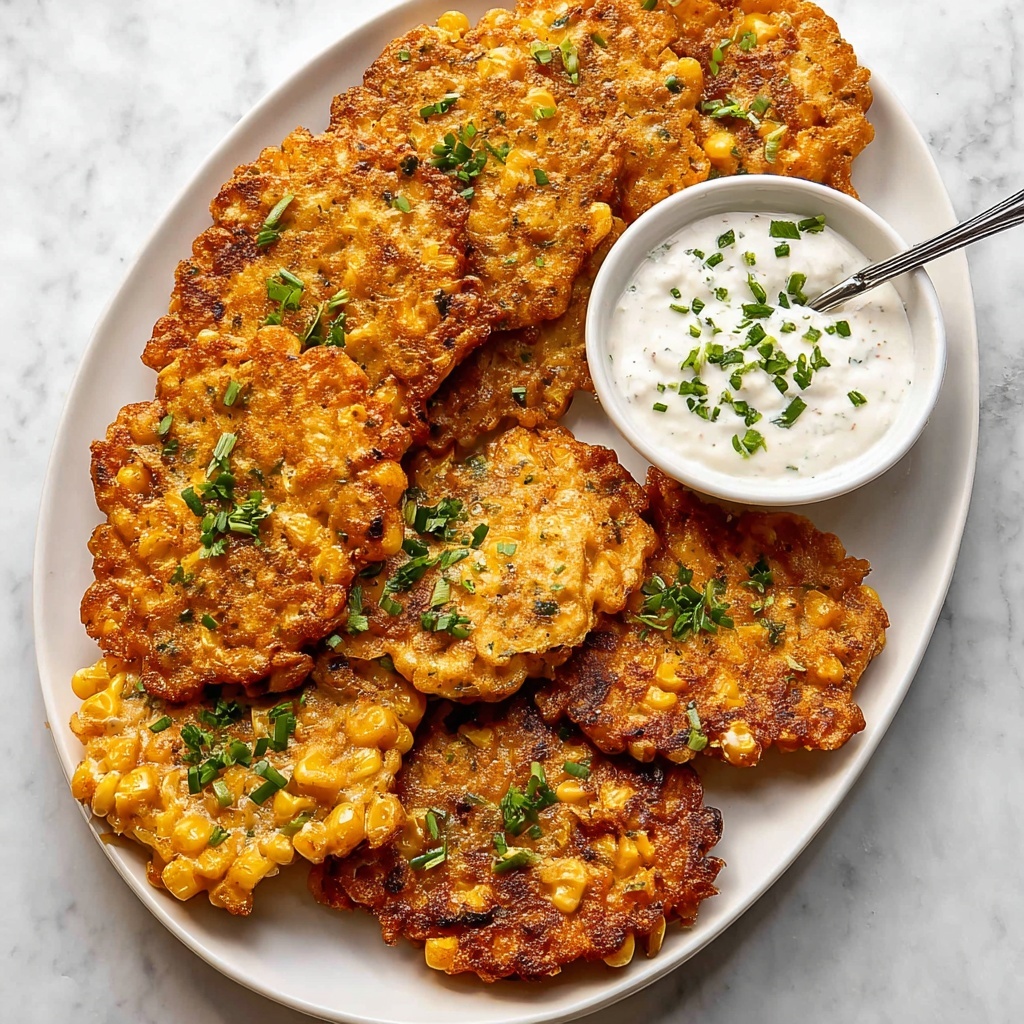 Crispy Corn Fritters with Creamy Dip Recipe - Recipe Image