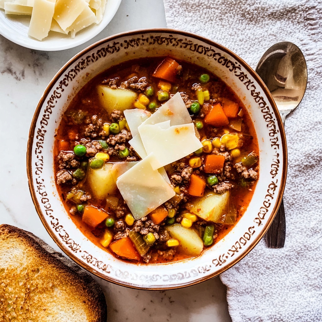 Hearty Hamburger Soup with Vegetables and Italian Flavors Recipe - Recipe Image