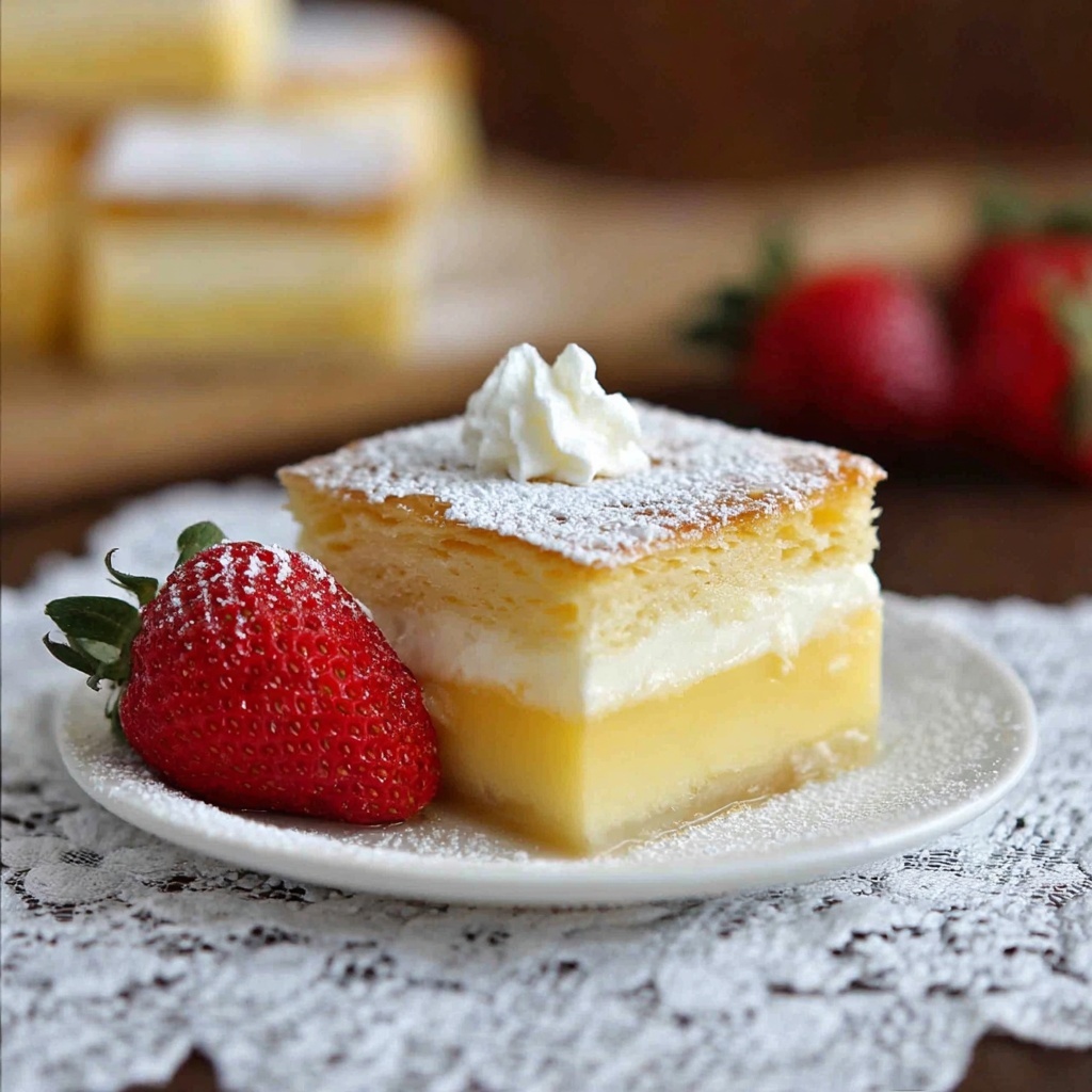 Magic Three Layer Custard Cake (From One Batter) Recipe - Recipe Image