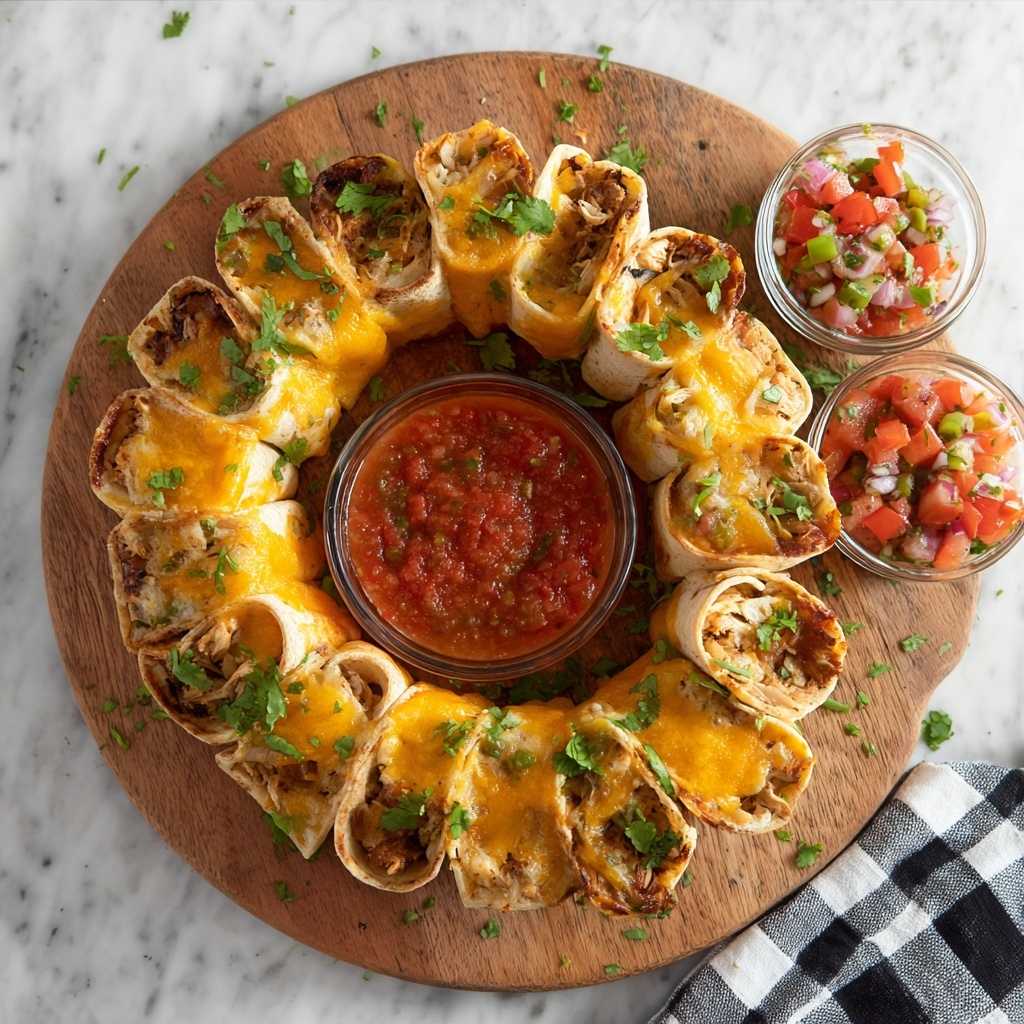 Blooming Chicken & Cheese Quesadilla Ring Recipe - Recipe Image