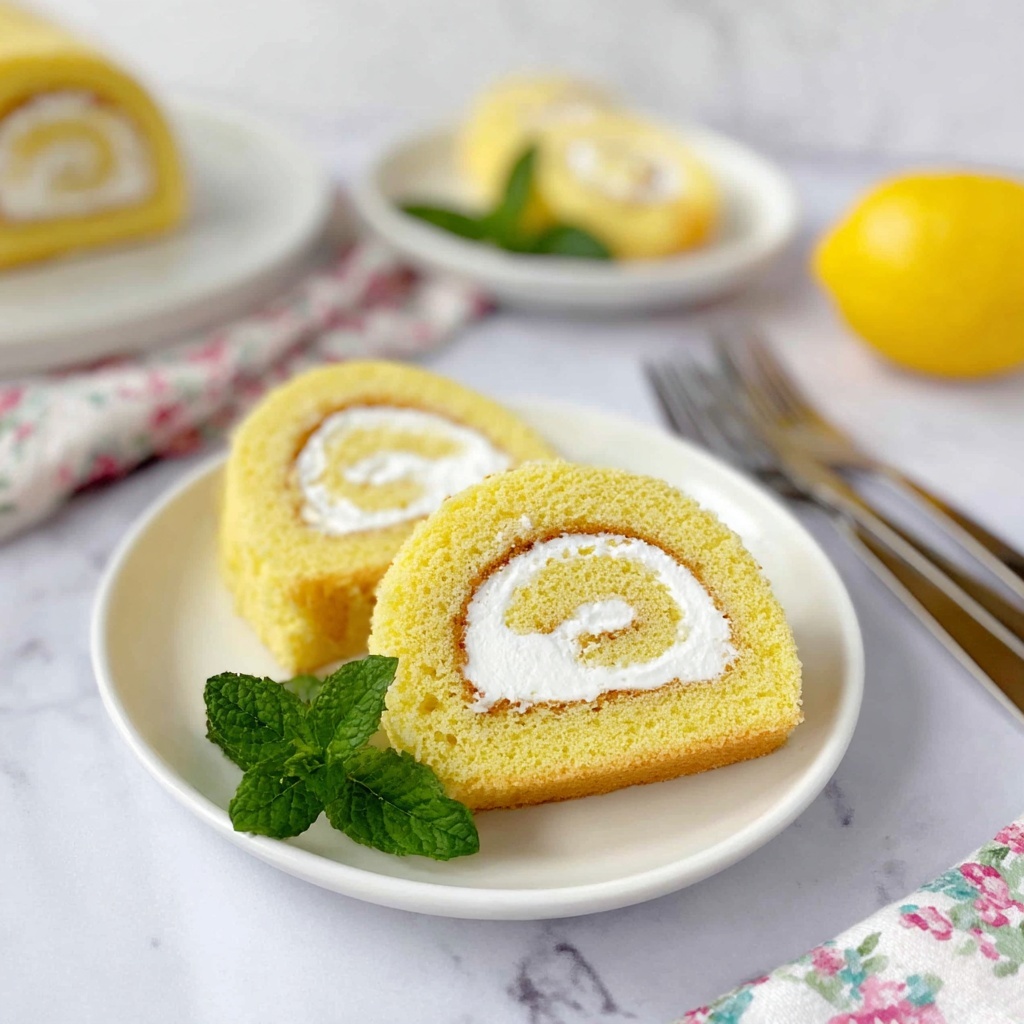 Lemon Cake Roll with Cream Cheese and Marshmallow Filling Recipe - Recipe Image