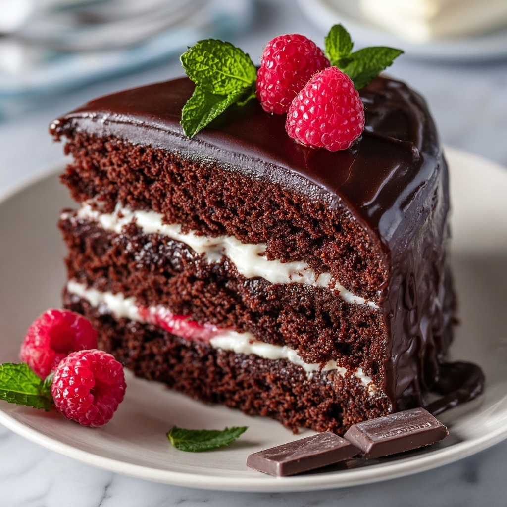 Chocolate Cake with Chocolate Ganache and Raspberries Recipe - Recipe Image