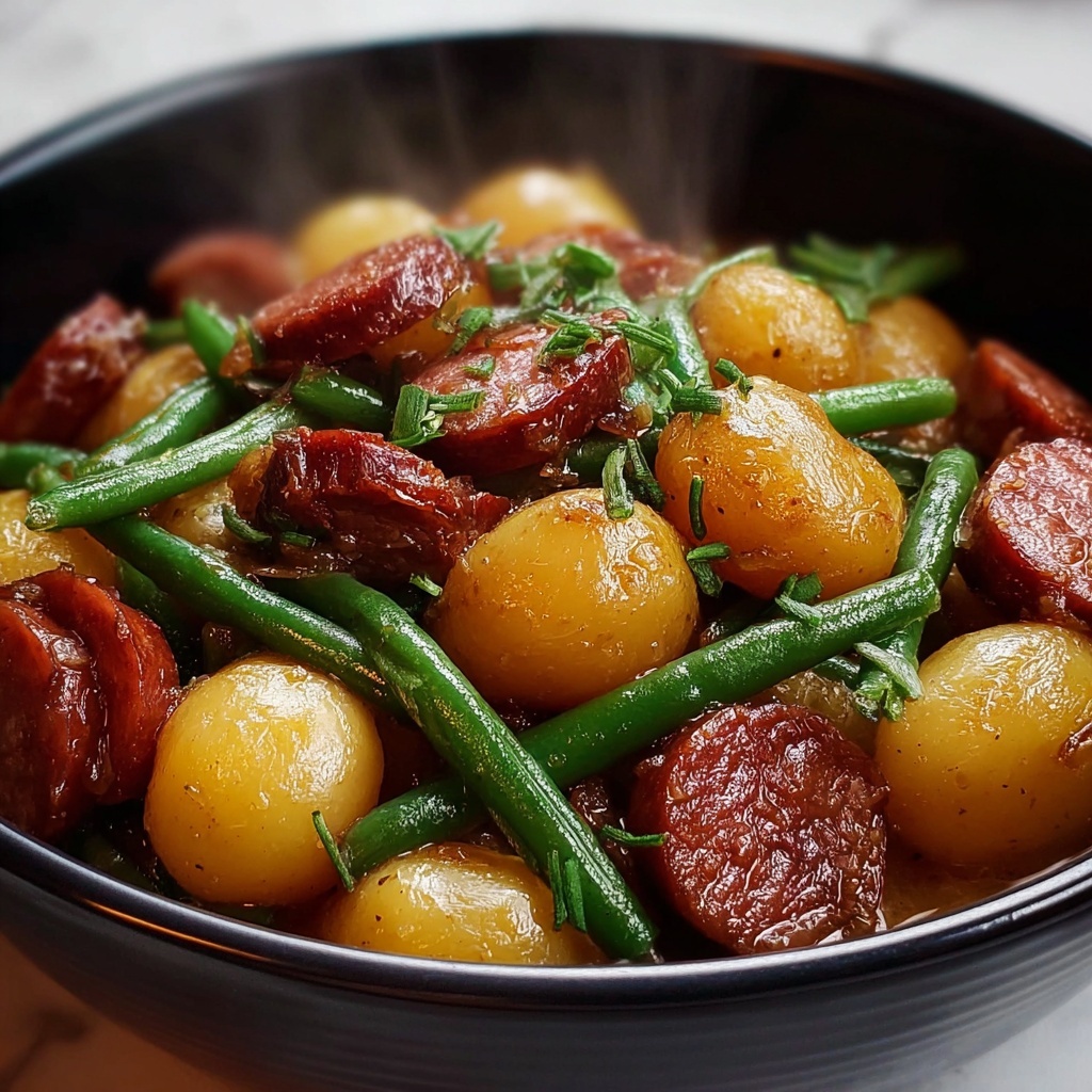 Comforting Crockpot Kielbasa and Potatoes with Green Beans Recipe - Recipe Image
