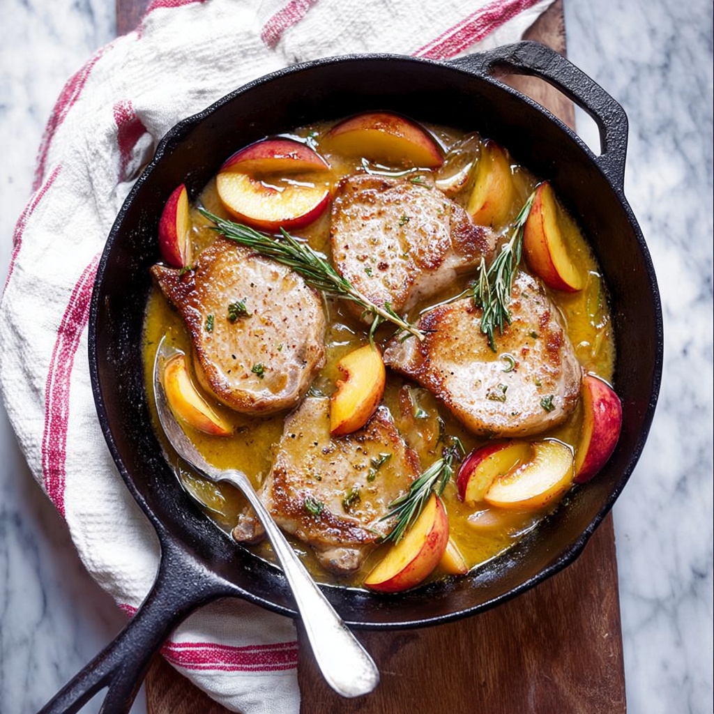 Pork Chops with Apples and Onions in Maple Herb Gravy Recipe - Recipe Image