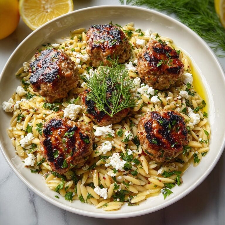 Greek Chicken Meatballs with Lemon Orzo Recipe