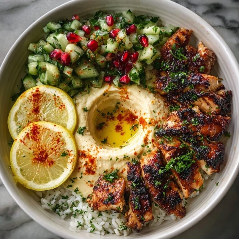 Lemon Chili Grilled Chicken Bowls with Fresh Cucumber Salad and Hummus Recipe