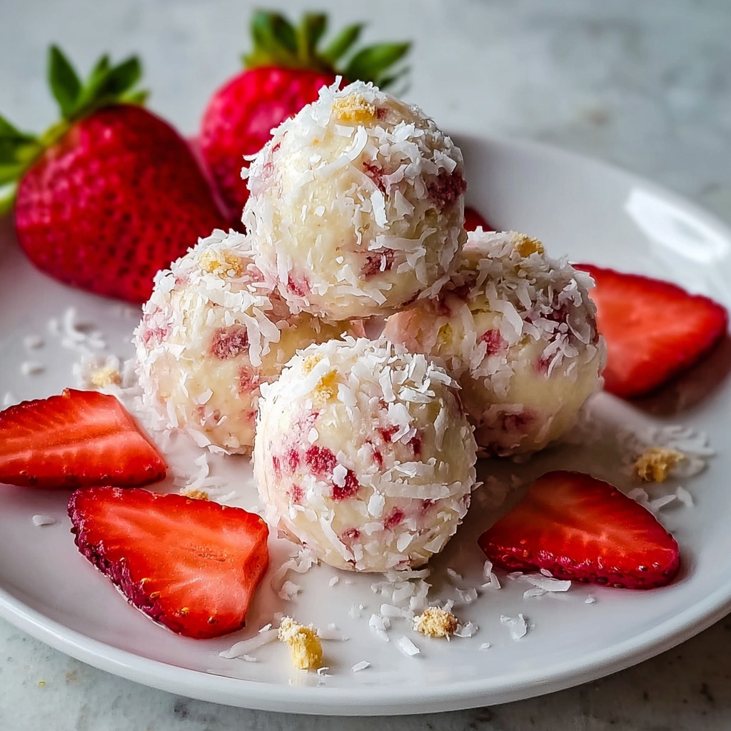 Healthy No-Bake Strawberry Cheesecake Protein Bites Recipe - Recipe Image