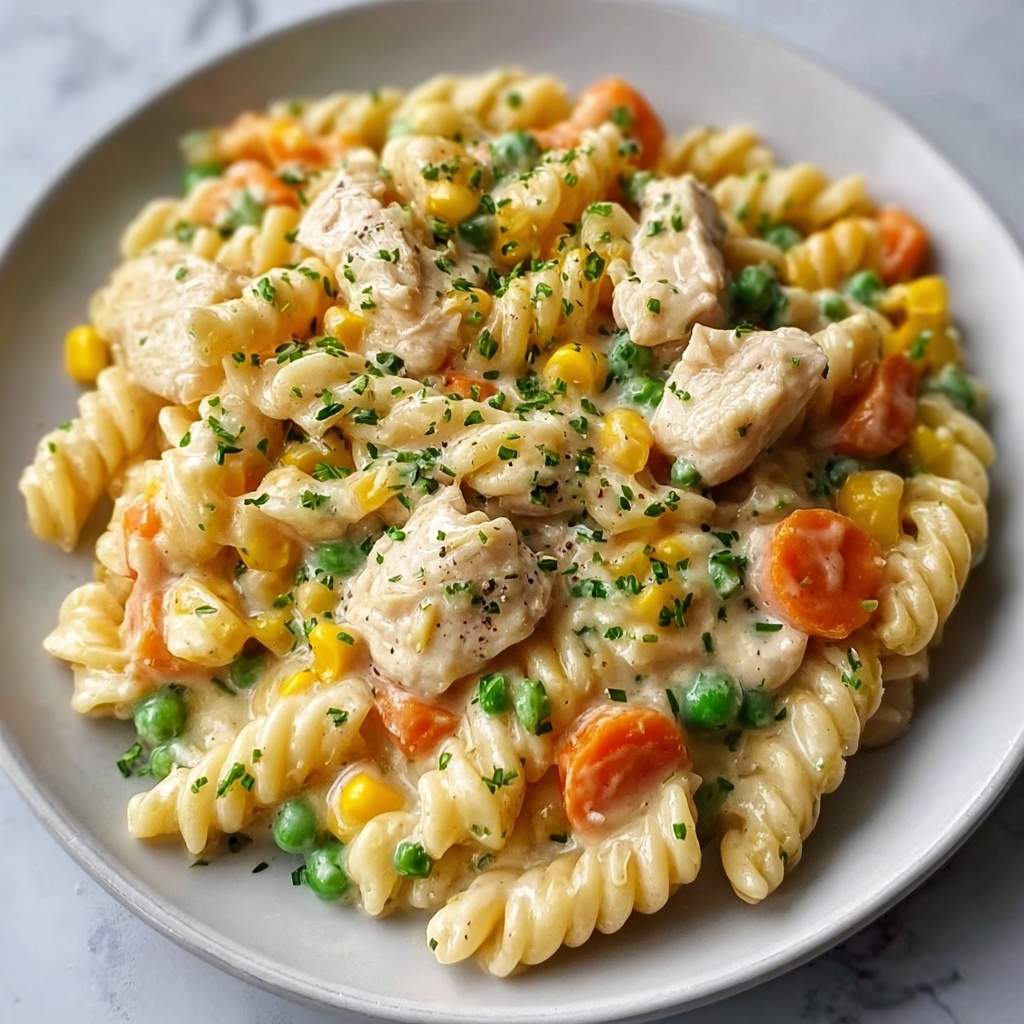Creamy Chicken Pot Pie Pasta Recipe - Recipe Image