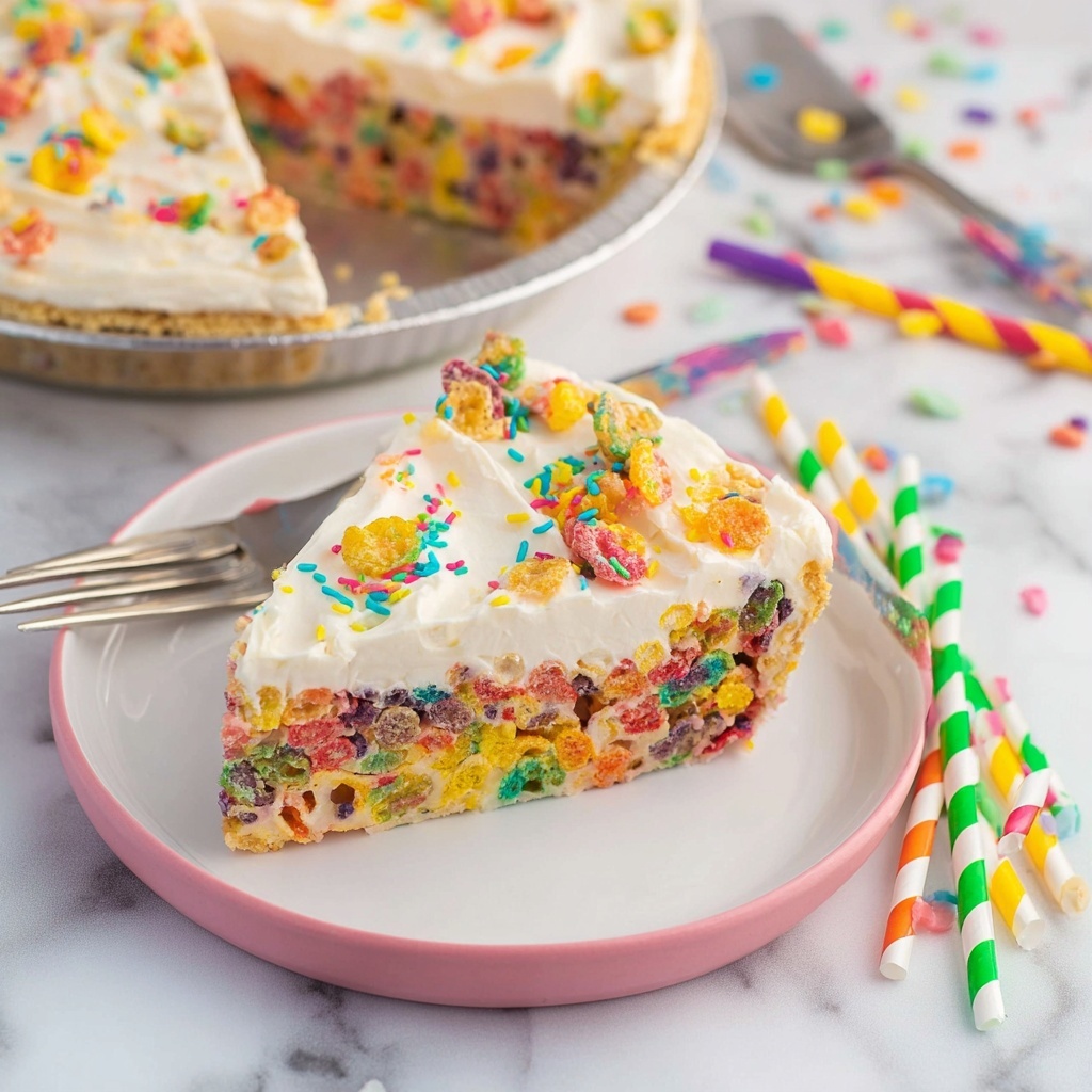 No-Bake Fruity Pebbles Cheesecake Recipe - Recipe Image
