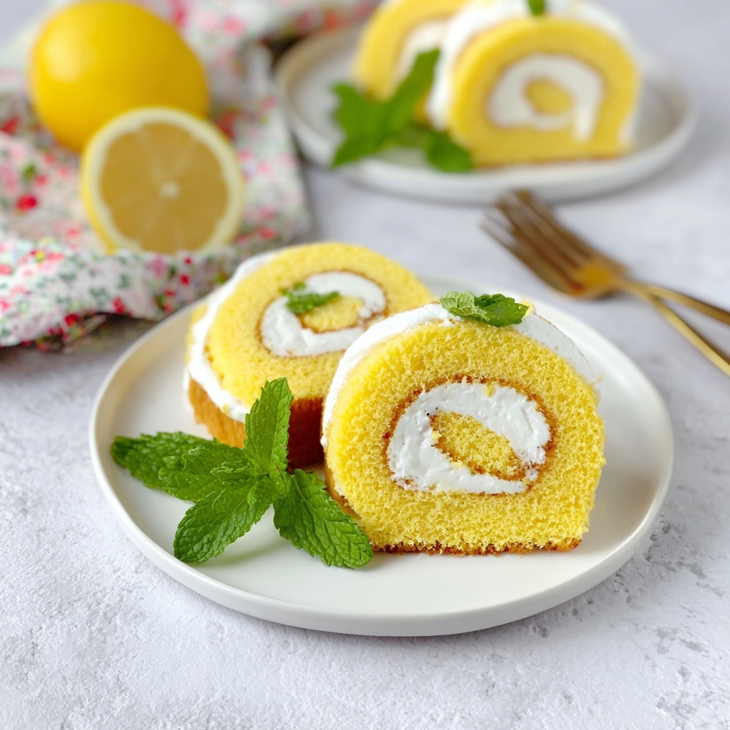 Lemon Cake Roll with Cream Cheese and Marshmallow Filling Recipe - Recipe Image