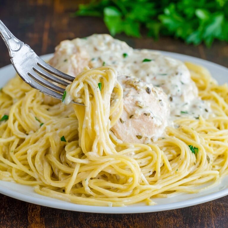 Angel Chicken with Creamy Italian Sauce over Angel Hair Pasta Recipe