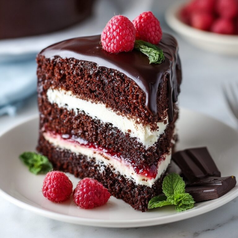 Chocolate Cake with Chocolate Ganache and Raspberries Recipe