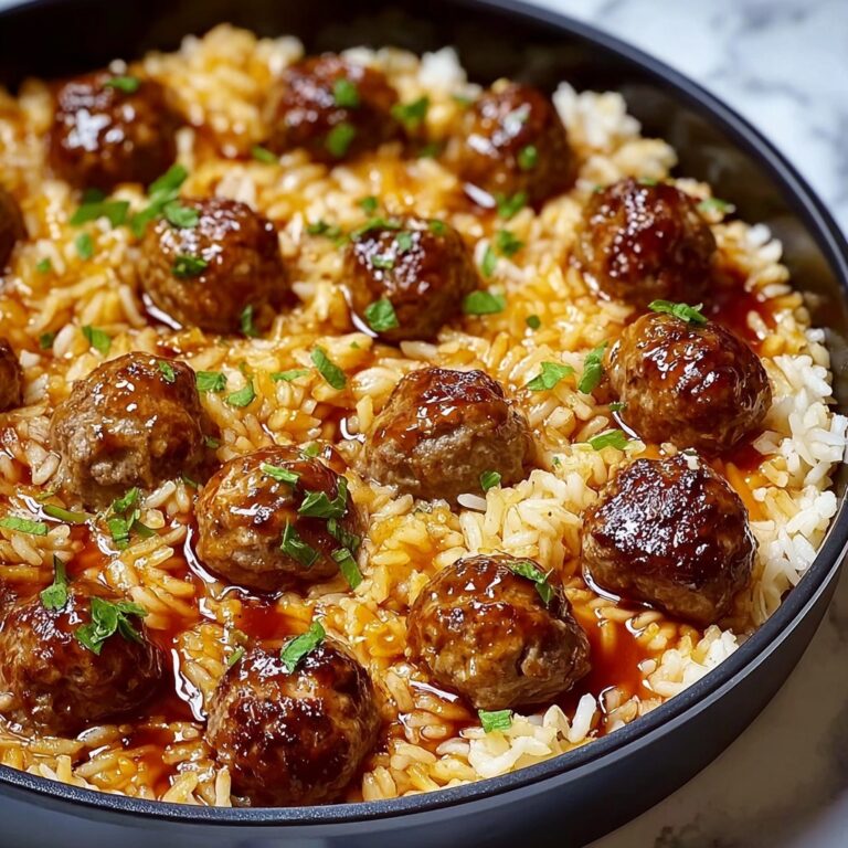 Heavenly Honey Garlic Meatball Rice Bake for Cozy Nights Recipe