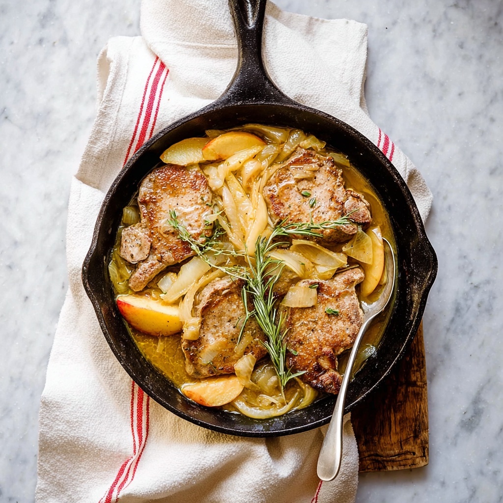 Pork Chops with Apples and Onions in Maple Herb Gravy Recipe - Recipe Image