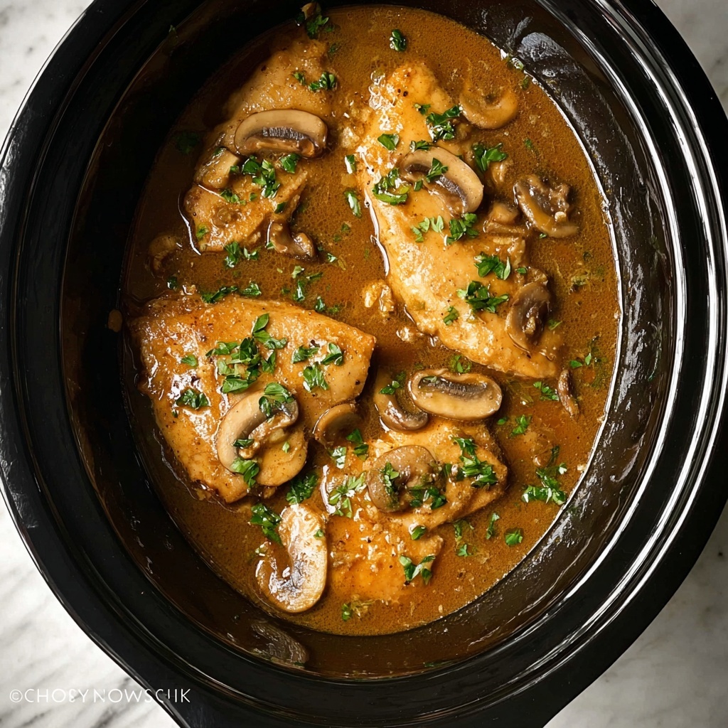 Crock Pot Pork Chops with Mushroom Onion Gravy Recipe - Recipe Image
