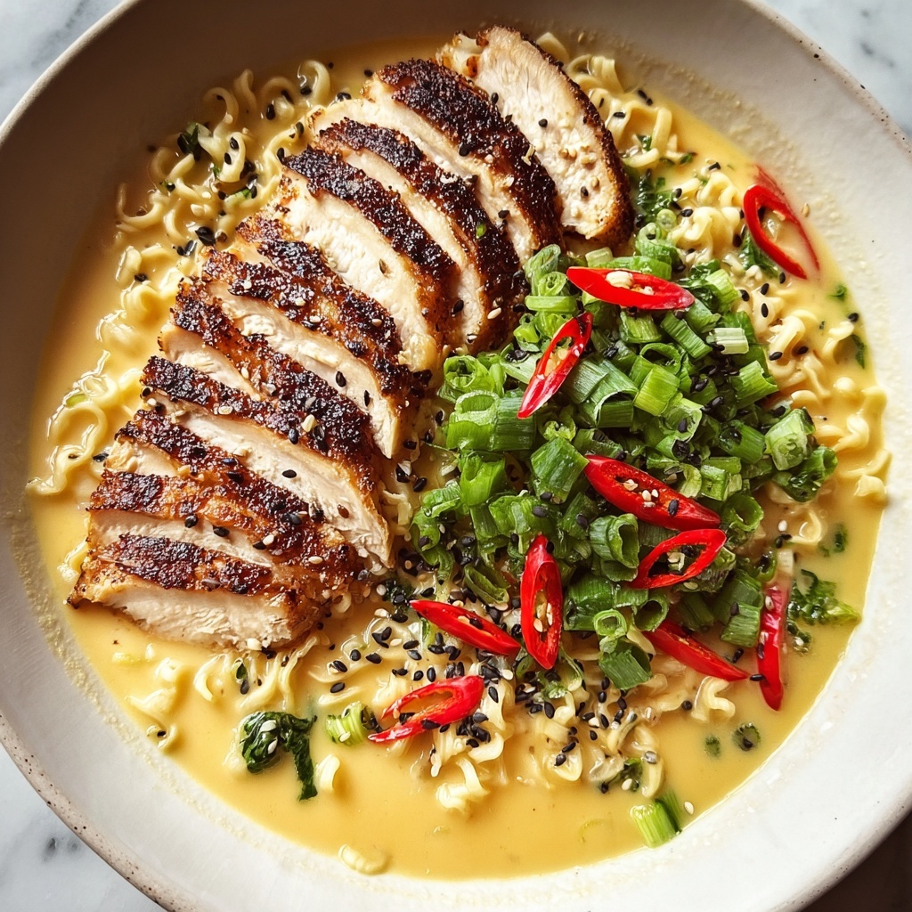 Fiery Chicken Ramen with Creamy Garlic Sauce Recipe - Recipe Image