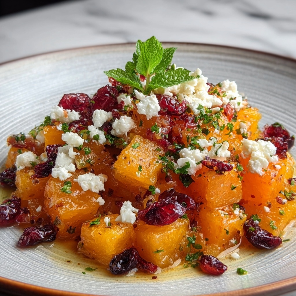 Honey Roasted Butternut Squash with Cranberries and Feta Recipe - Recipe Image