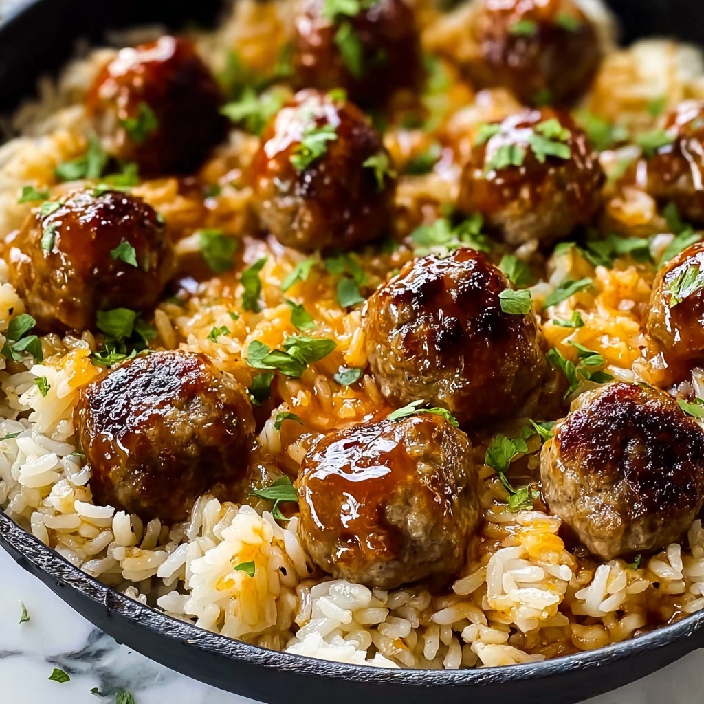Heavenly Honey Garlic Meatball Rice Bake for Cozy Nights Recipe - Recipe Image