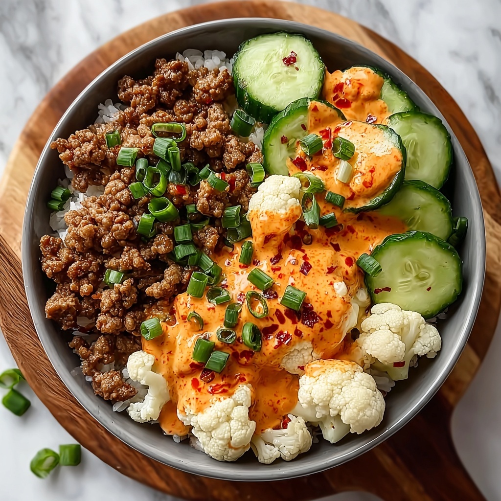 Crispy Chile Ground Beef and Cauliflower Protein Bowls Recipe - Recipe Image