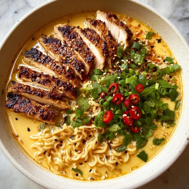 Fiery Chicken Ramen with Creamy Garlic Sauce Recipe