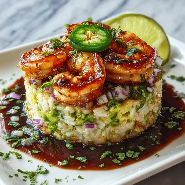 Honey Lime Shrimp & Avocado Rice Stack Recipe
