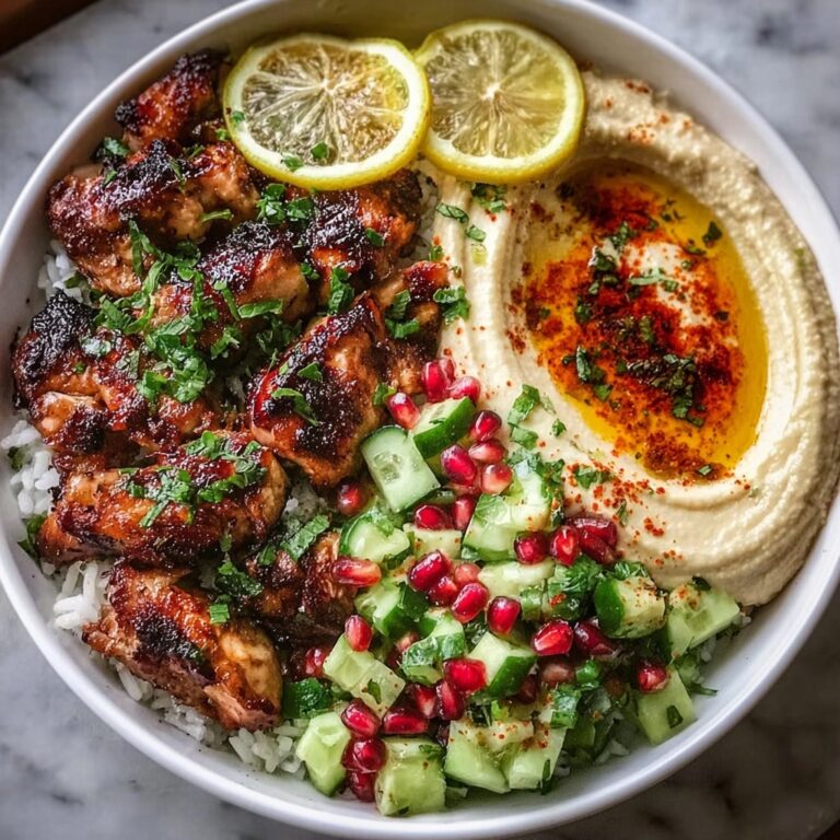 Lemon Chili Grilled Chicken Bowls with Fresh Cucumber Salad & Hummus Recipe