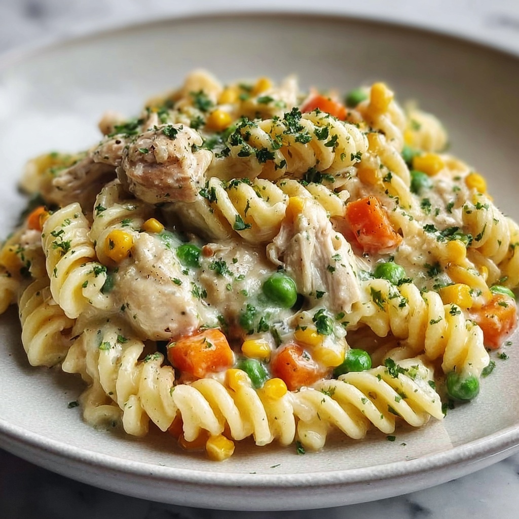 Creamy Chicken Pot Pie Pasta Recipe - Recipe Image