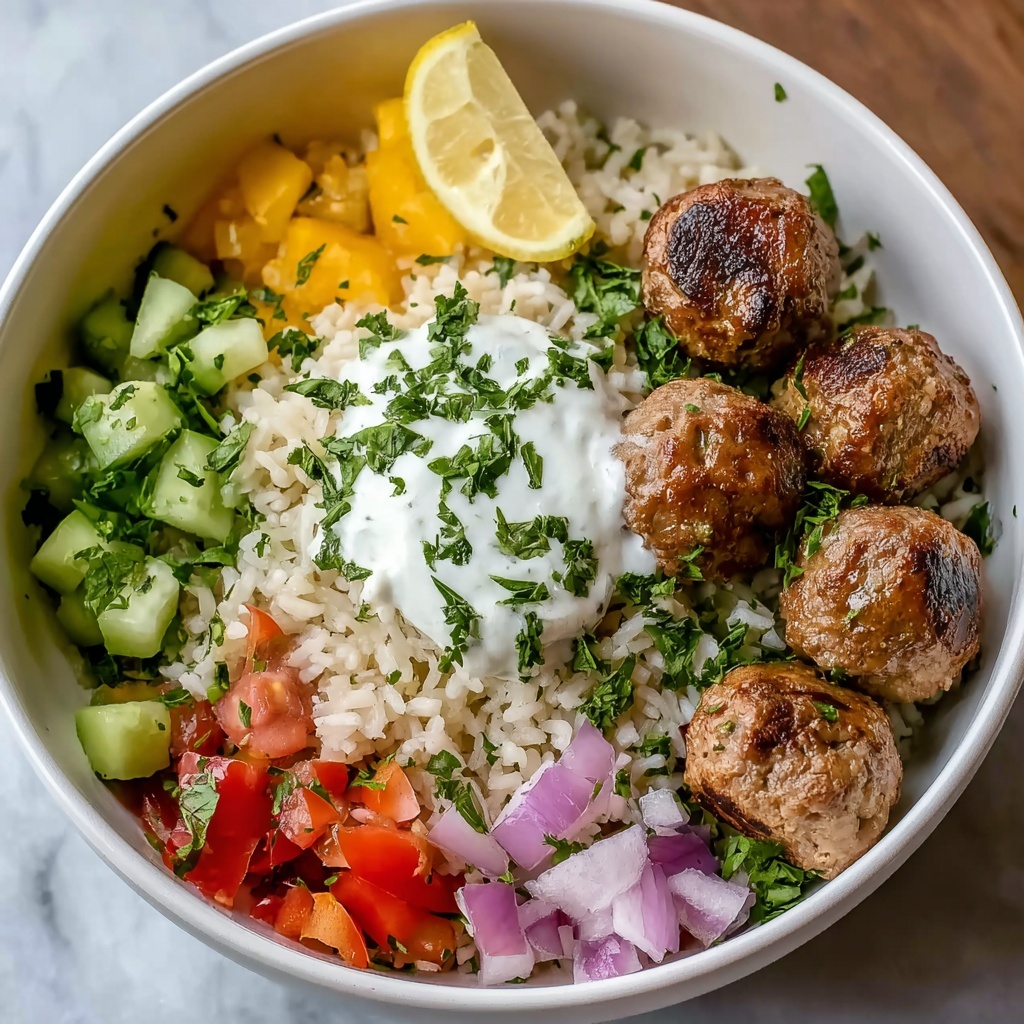 Mediterranean Bowl with Ground Turkey Meatballs Recipe - Recipe Image