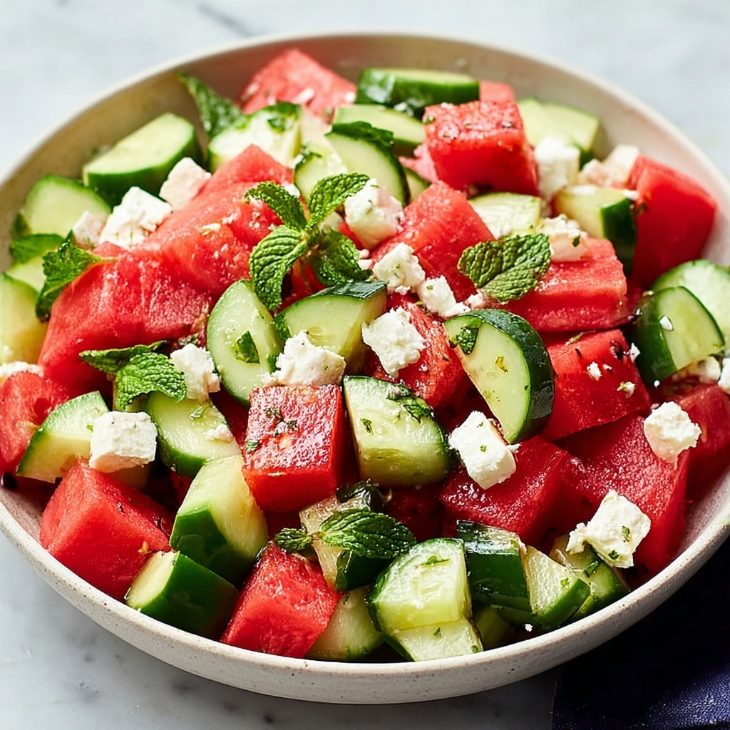 Watermelon Salad with Feta and Cucumber Recipe - Recipe Image