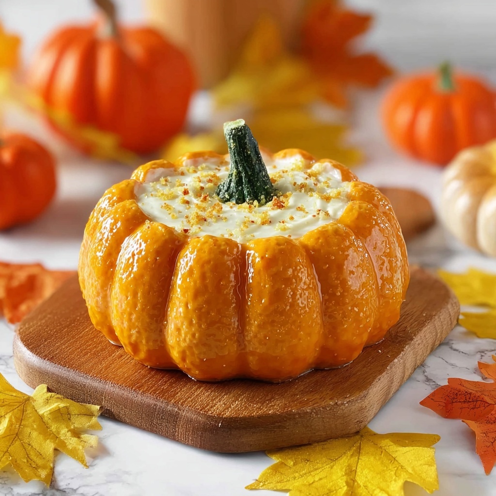 Pumpkin-Shaped Cheese Ball with Cheddar and Cream Cheese Recipe - Recipe Image