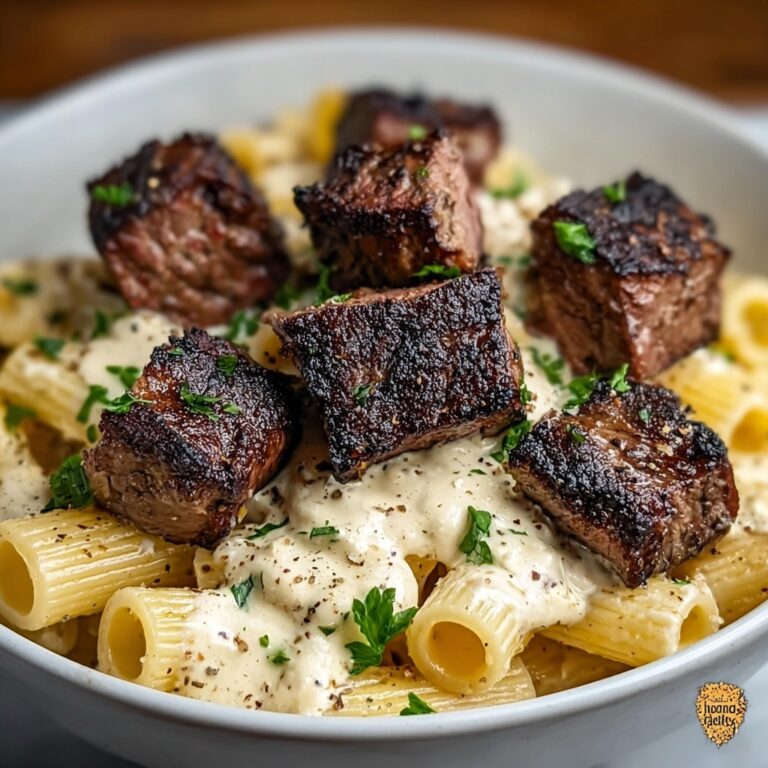 Indulgent Creamy Garlic Parmesan Steak Pasta Delight Recipe