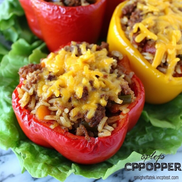 Crockpot Stuffed Bell Peppers (Vegetarian Option Included) Recipe