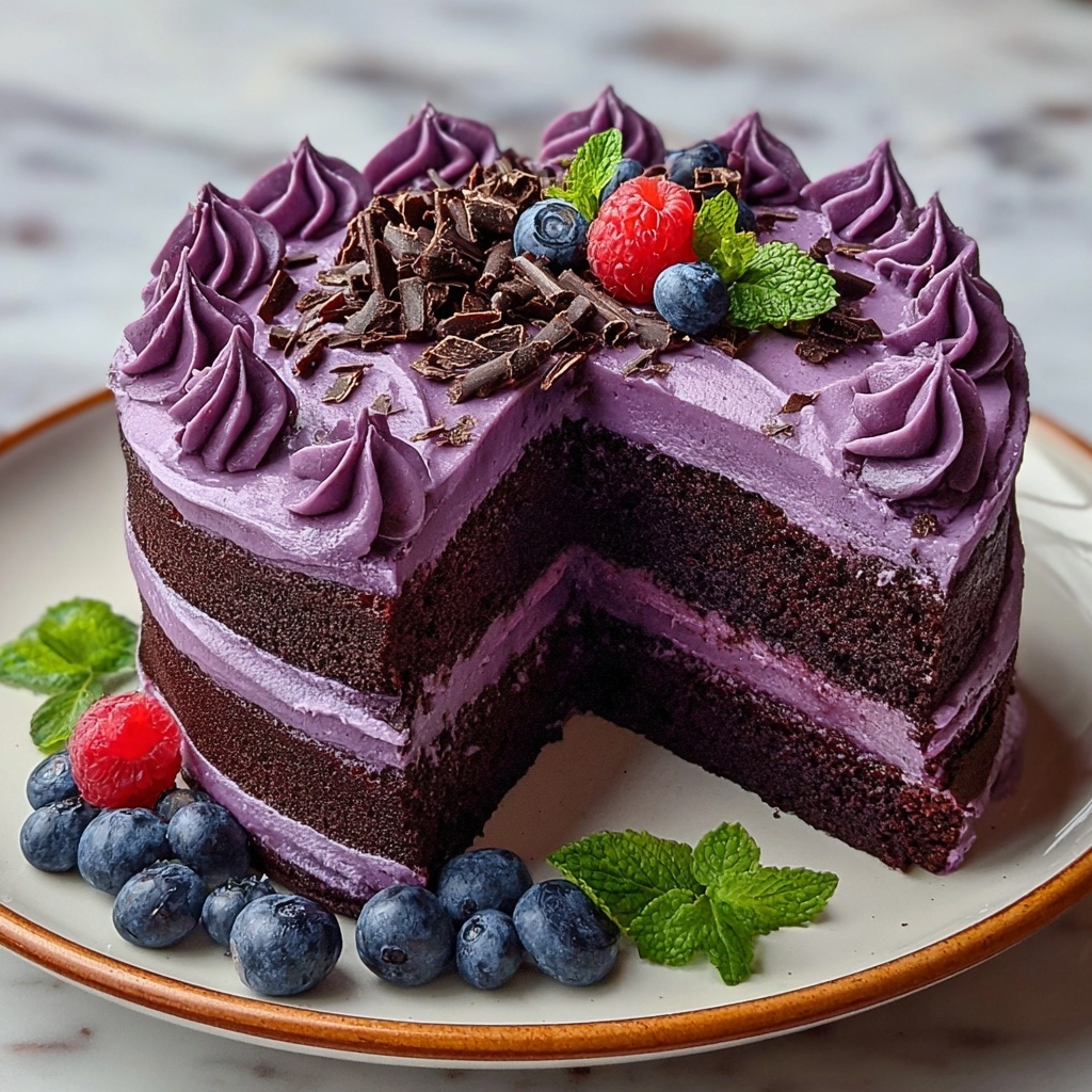 Purple Velvet Cake with White Chocolate Cream Cheese Frosting Recipe - Recipe Image
