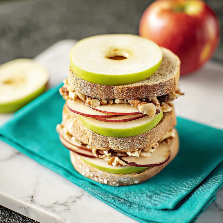 Apple Ring Sandwiches with Cinnamon, Cheese, and Peanut Butter Recipe