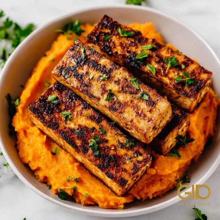 Tofu Steak with Mashed Sweet Potato Recipe